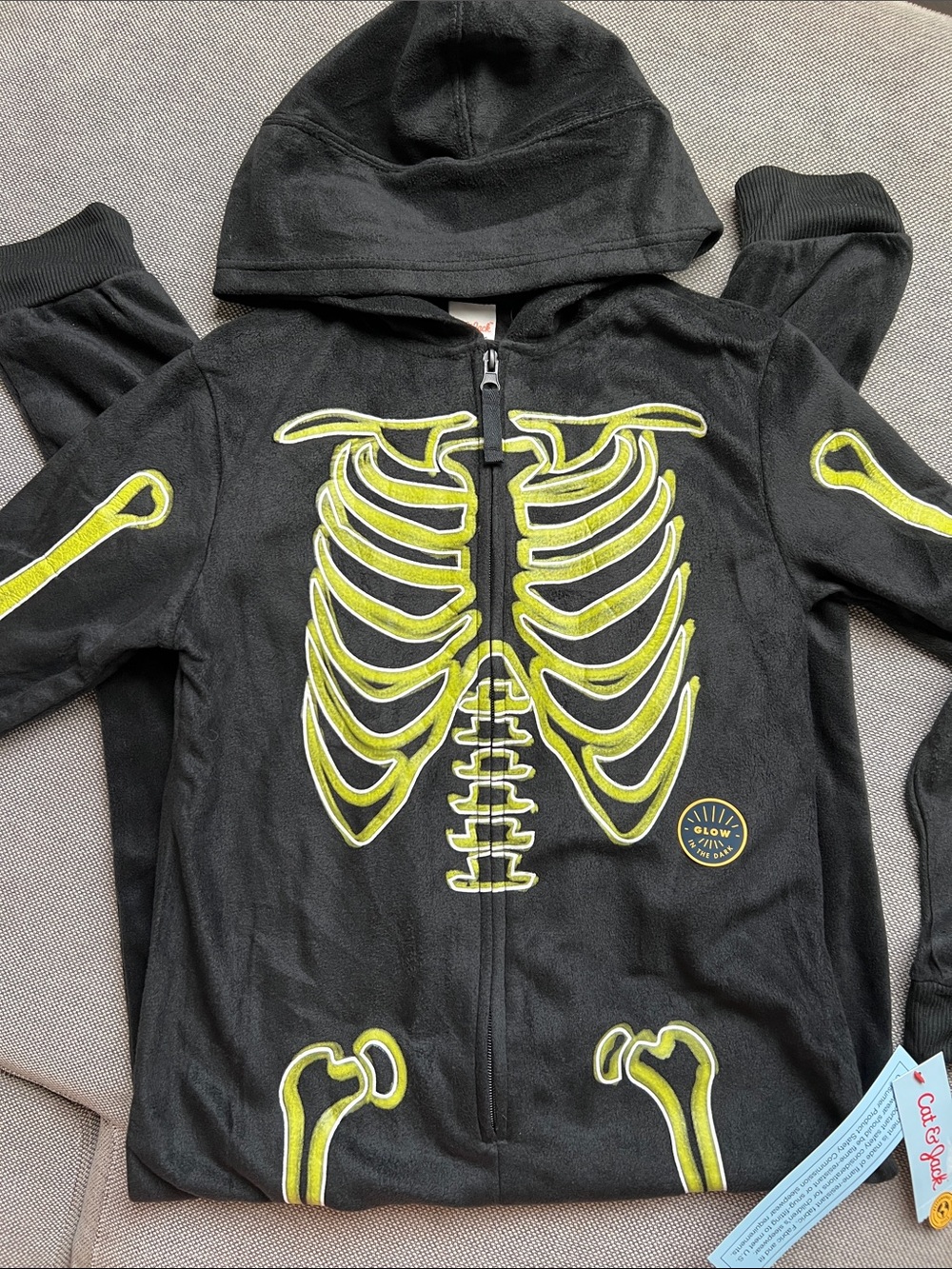 Cat & Jack Kids Glow Skeleton Onesie- Size 10/12- NWT